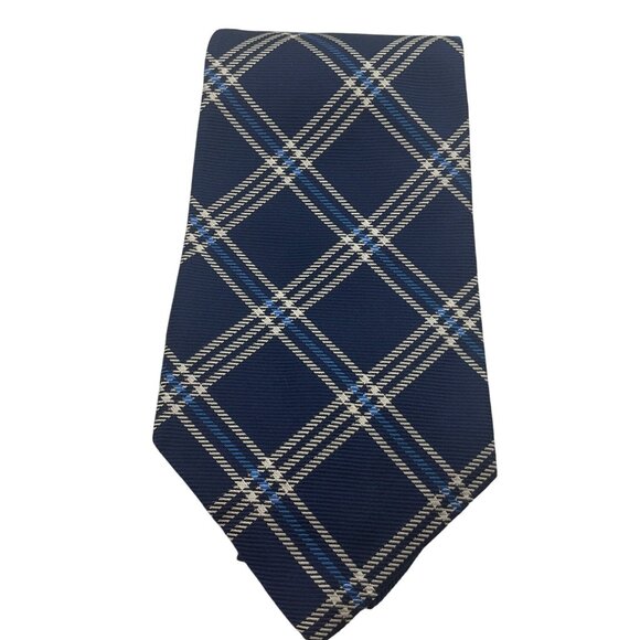 Lauren Ralph Lauren Blue Plaid Silk Tie Made In USA Classic Old Money Preppy - Picture 1 of 7
